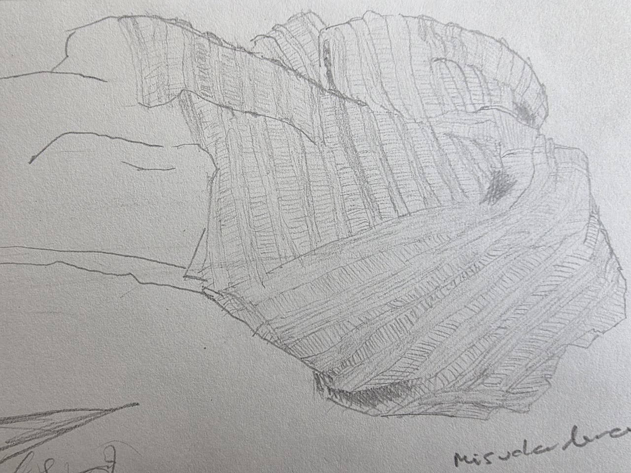 Graphite sketch of a sweatshirt labeled Mi sudadera