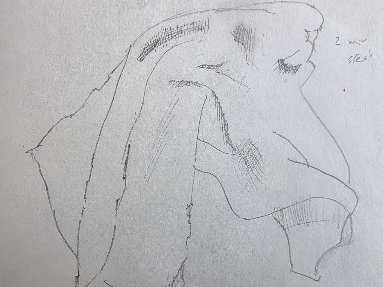 Quick graphite sketch of draped fabric, two-minute study