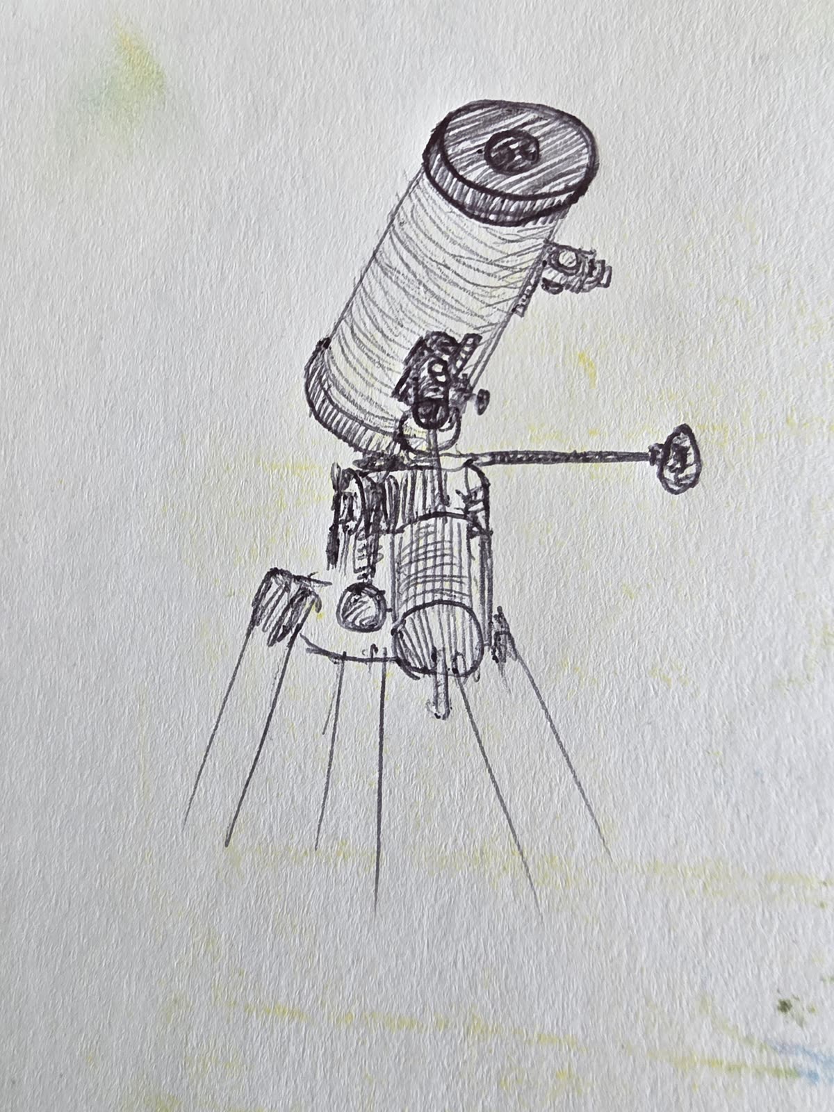 Ink sketch of a telescope on a tripod